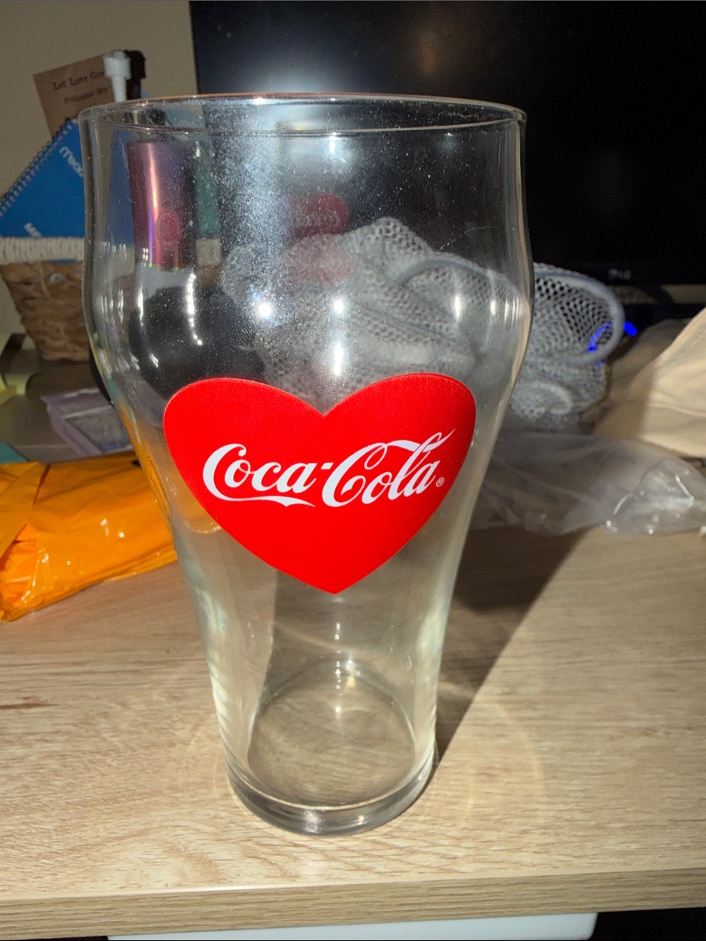 Coca Cola Clear Glass with Red Heart Logo